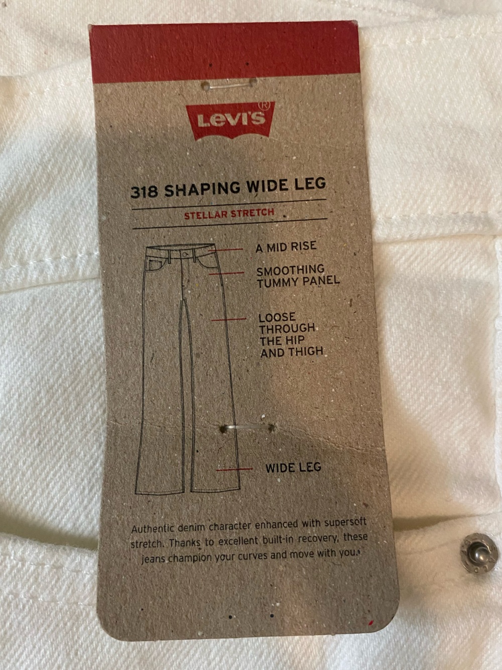 NWT Levi's White 318 Shaping Wide Leg Jeans Size 28x32. - Picture 6 of 7